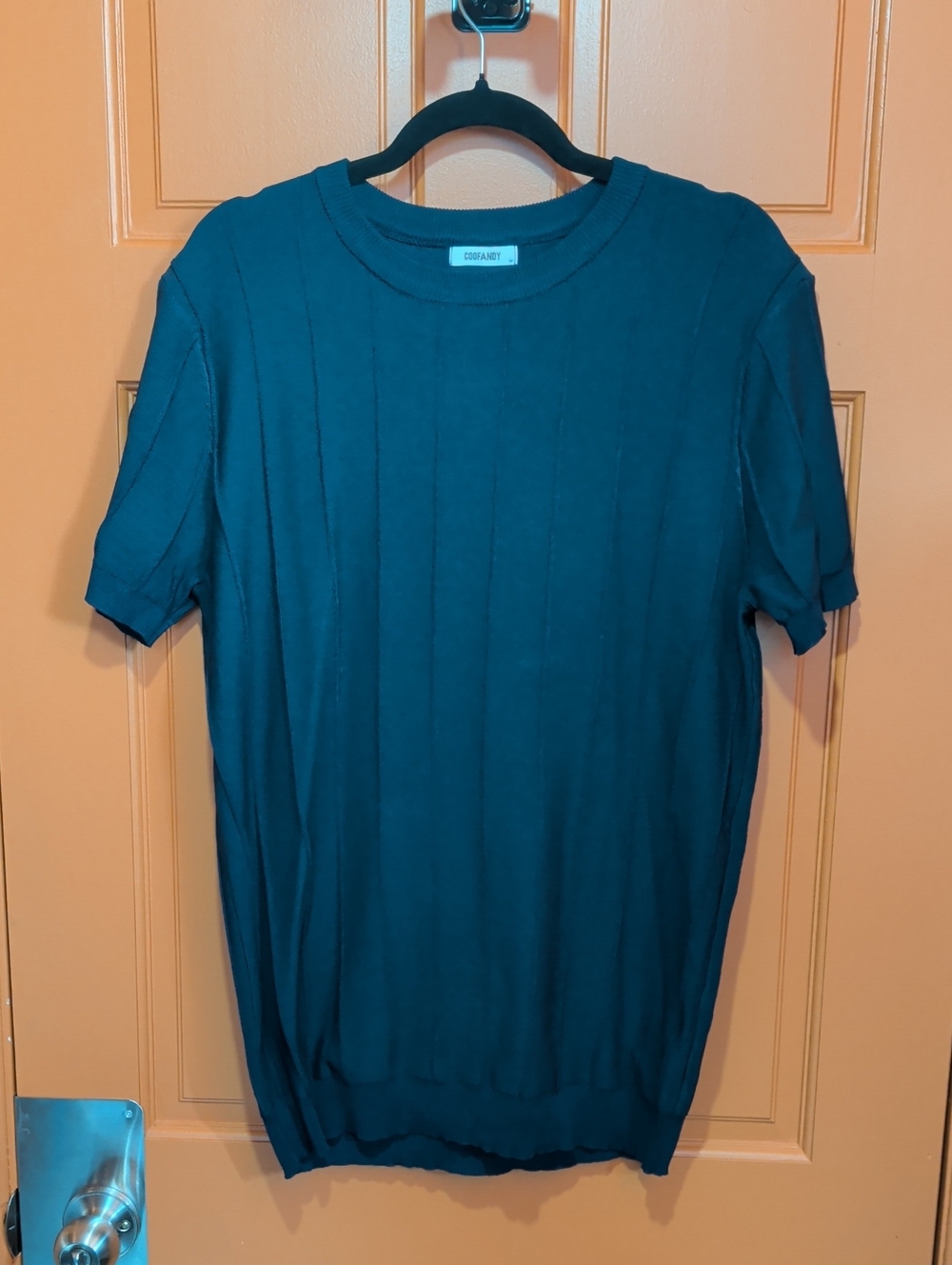 COOFANDY Men's Short Sleeve Knit Top in Teal